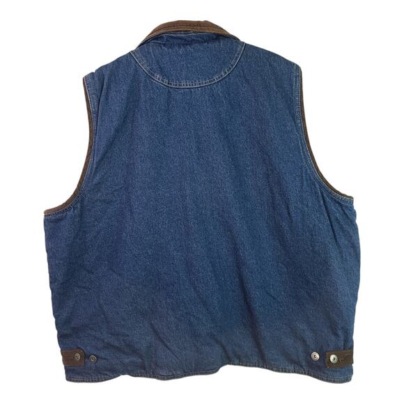 Wrangler Hero Blue Denim Sherpa Lined Zip Up Vintage Vest 3 XL - Picture 3 of 3
